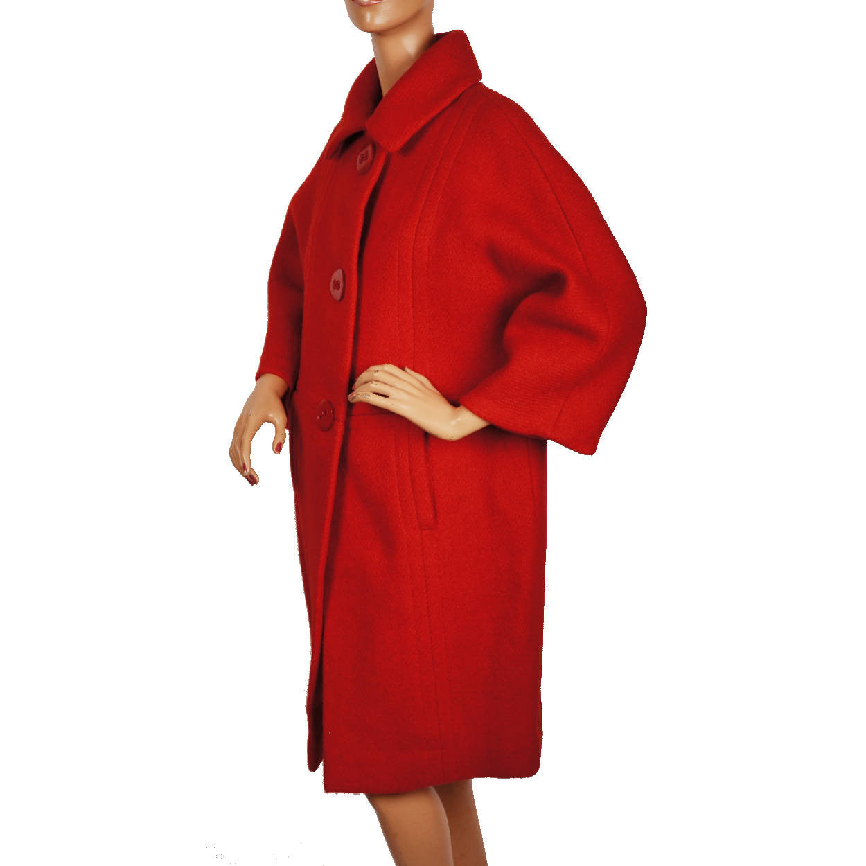 Vintage 1960s Simonetta and Fabiani Red Wool Coat - Poppy's Vintage Clothing