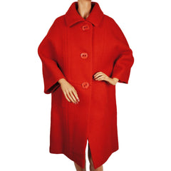 Vintage 1960s Simonetta and Fabiani Red Wool Coat - Poppy's Vintage Clothing