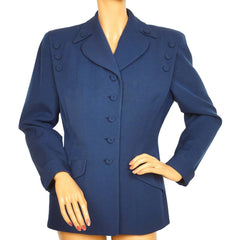 Vintage 1940s Ladies Blue Suit Jacket Simpsons Canada Size M - Poppy's Vintage Clothing