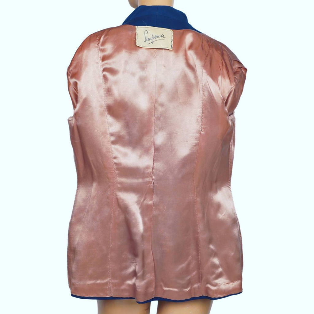 Vintage 1940s Ladies Blue Suit Jacket Simpsons Canada Size M - Poppy's Vintage Clothing