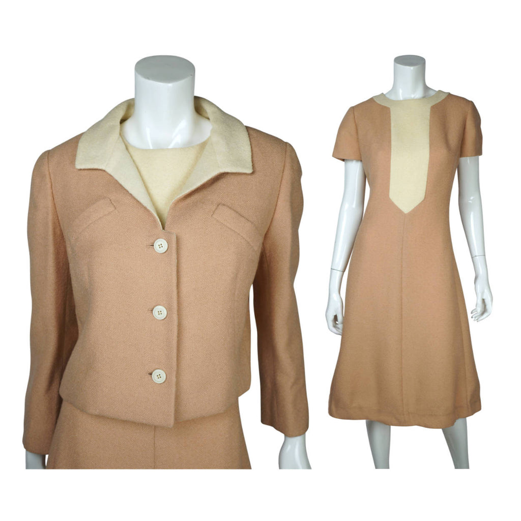 Vintage 60s Dress with Matching Jacket Jackie O Size  L - Poppy's Vintage Clothing