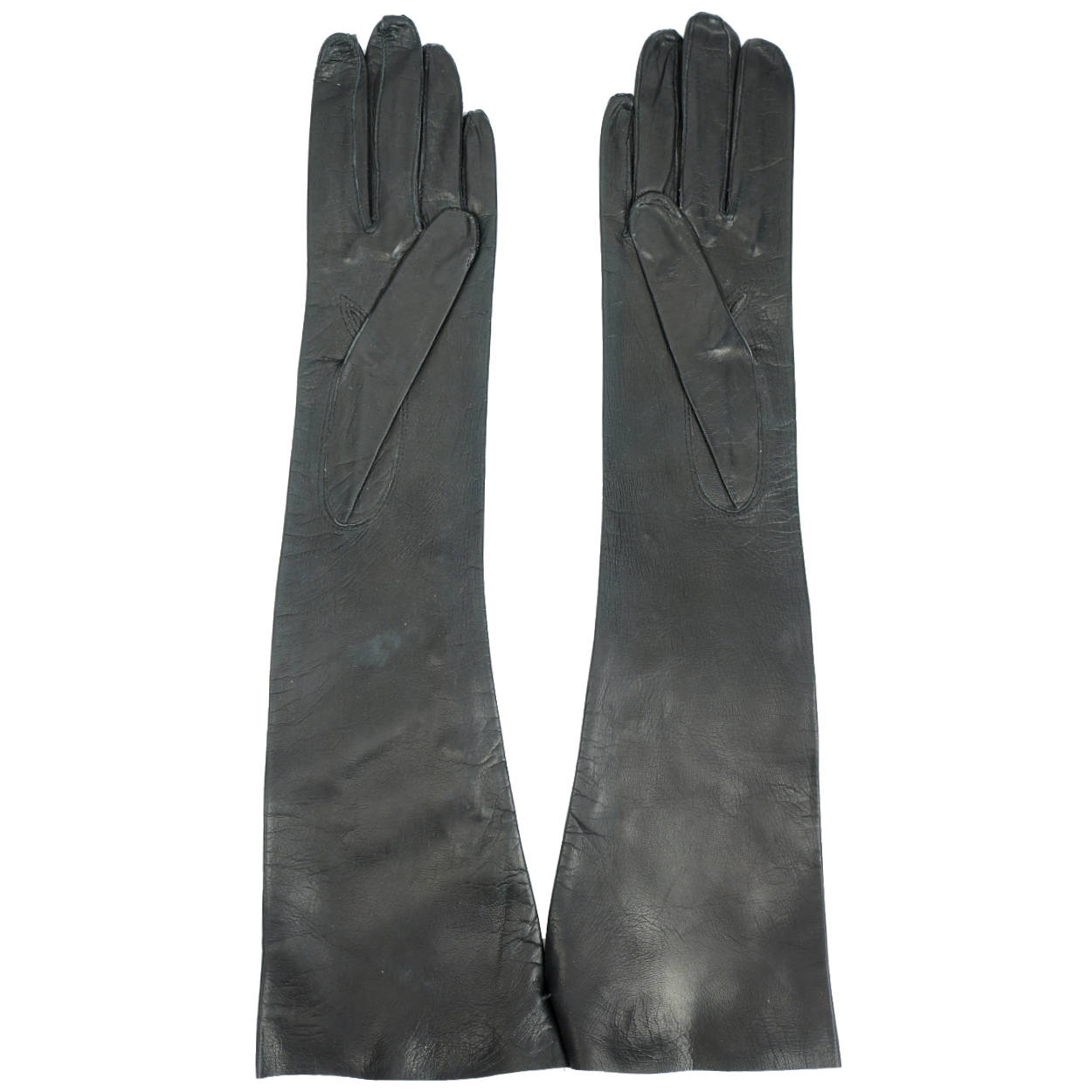 Vintage Unused Evening Gloves Long Black Kid Leather Italy - Poppy's Vintage Clothing