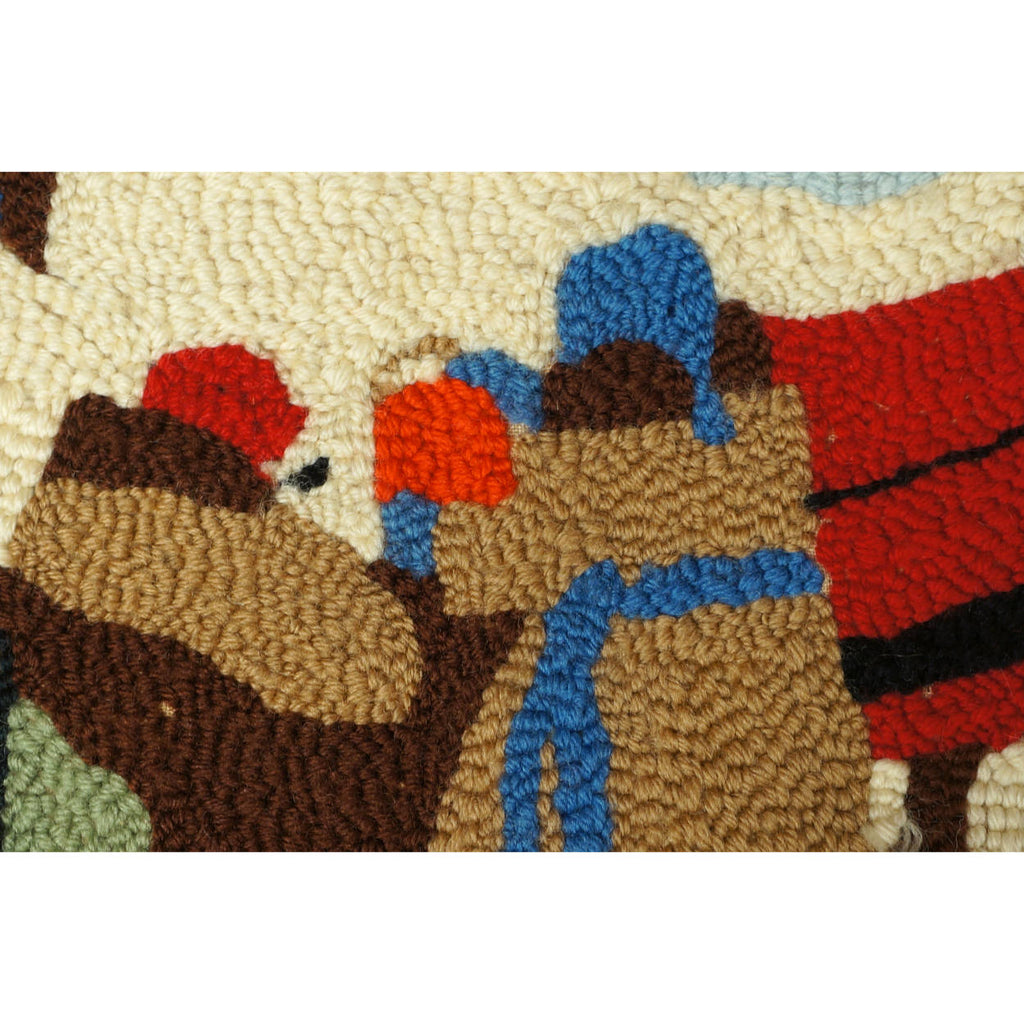 Vintage Canadian Folk Art Hooked Wall Rug Quebec Winter Scene Clarence Gagnon - Poppy's Vintage Clothing