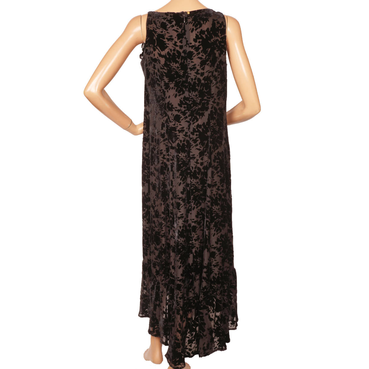 Vintage Sonia Rykiel Paris Black Devore Velvet Dress Sleeveless w Shawl Wrap Size L 12 - Poppy's Vintage Clothing
