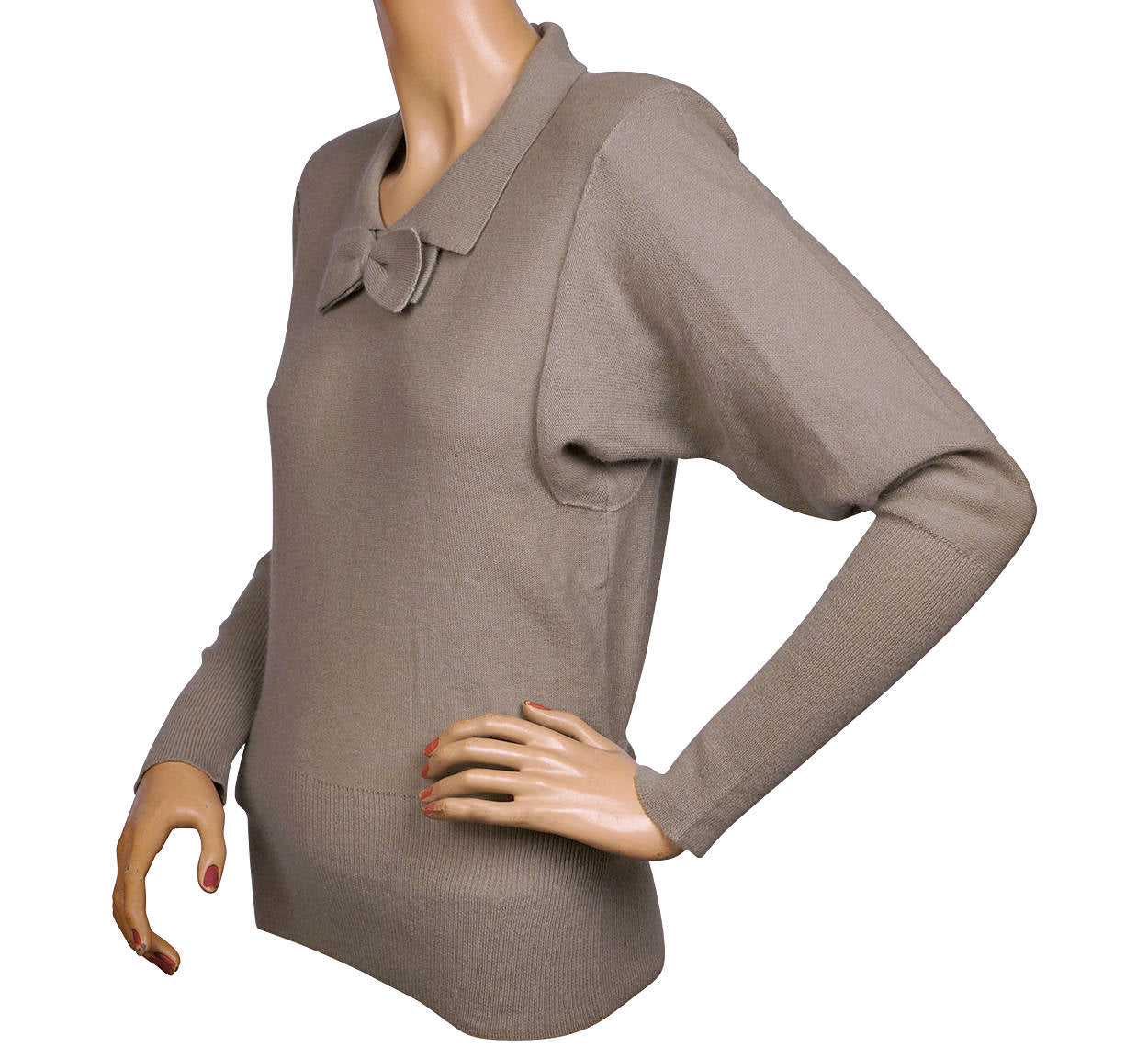 Vintage Sonia Rykiel Sweater 1980s Taupe Wool Angora Ladies Size Small 36 - Poppy's Vintage Clothing