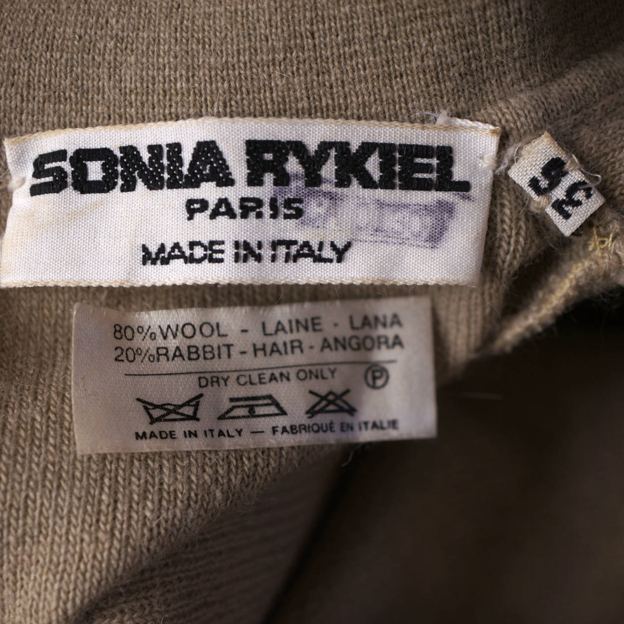 Vintage Sonia Rykiel Sweater 1980s Taupe Wool Angora Ladies Size Small 36 - Poppy's Vintage Clothing