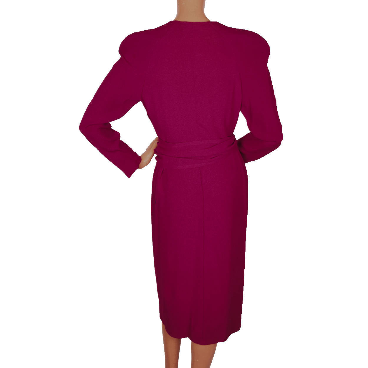 Vintage 1980s Sonia Rykiel Magenta Crepe Dress w Wraparound Top Size M - Poppy's Vintage Clothing