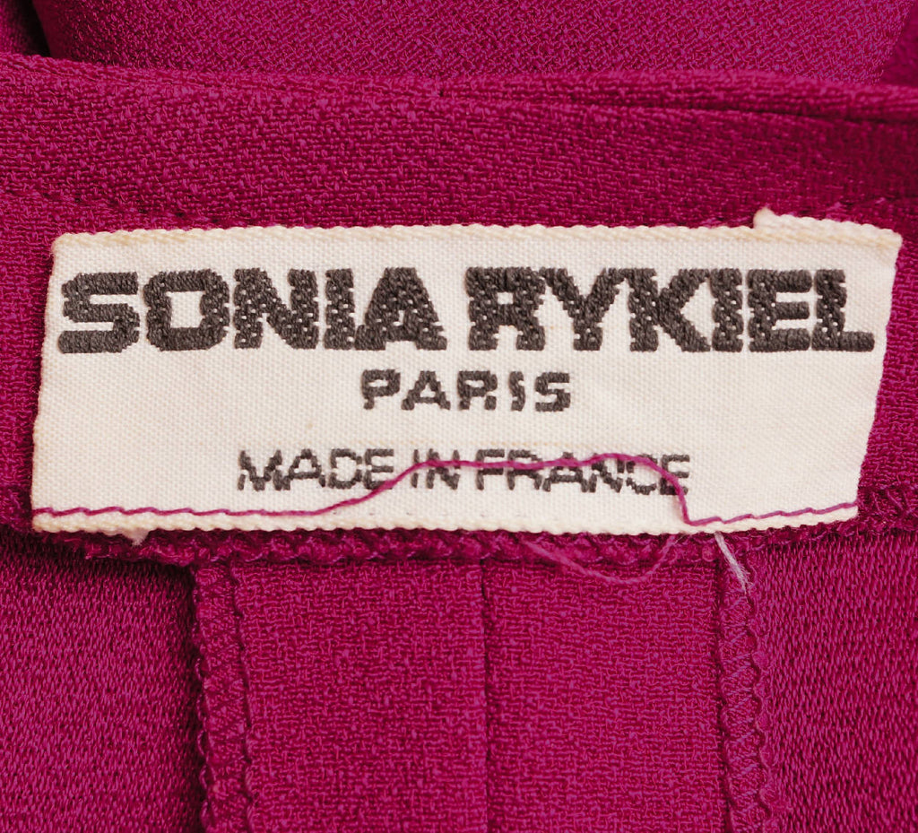 Vintage 1980s Sonia Rykiel Magenta Crepe Dress w Wraparound Top Size M - Poppy's Vintage Clothing