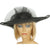 Vintage 1980s Sonni of San Francisco Hat Black Wool &amp; Net Wide Brim Size M - Poppy's Vintage Clothing