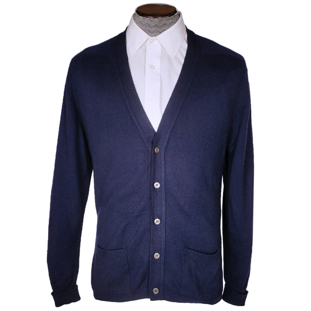 Vintage 1970s St Michael British Cashmere Sweater Mens Cardigan Style Size L 42 - Poppy's Vintage Clothing