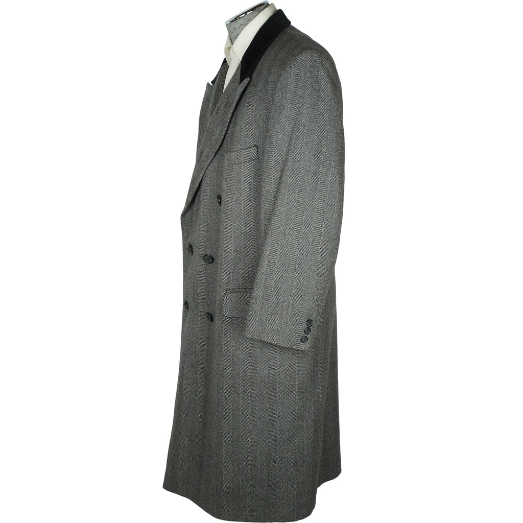 Vintage Mens Wool Coat with Velvet Collar