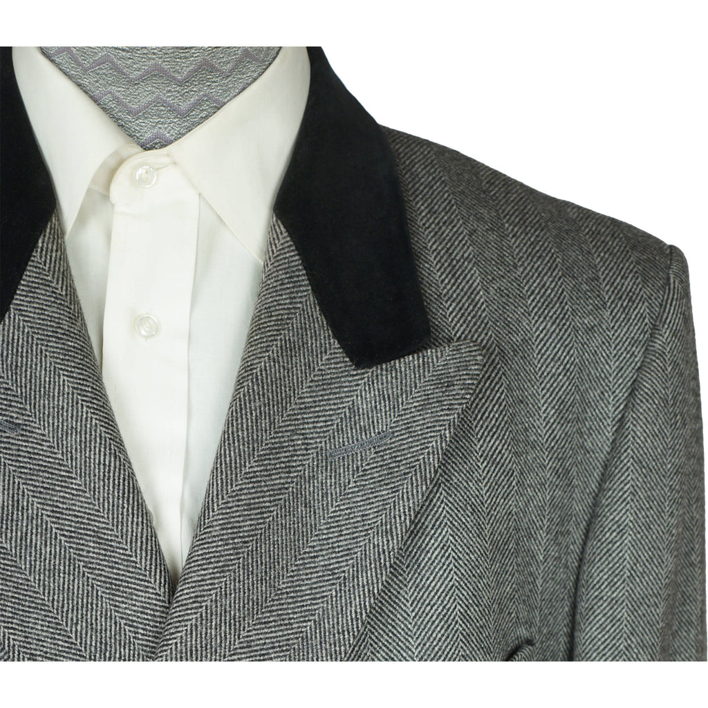 Vintage Mens Wool Coat with Velvet Collar