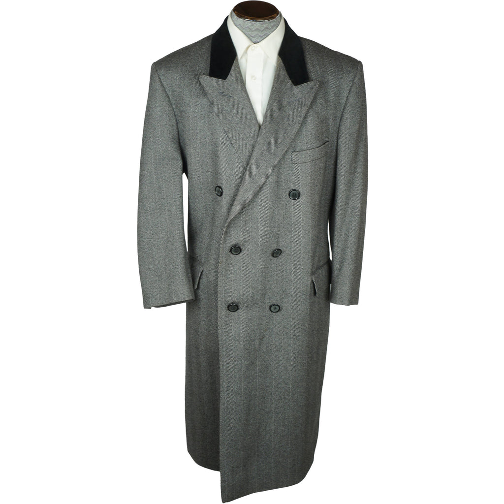 Vintage Mens Wool Coat with Velvet Collar