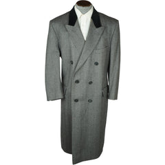 Vintage Mens Wool Coat with Velvet Collar
