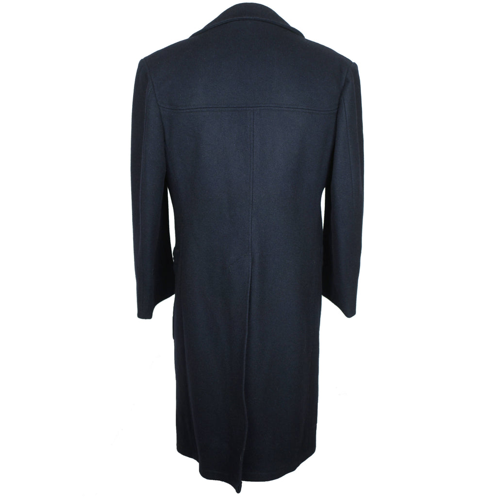 Vintage 1960s 70s Mod Mens Overcoat Blue Wool Coat Size M - Poppy's Vintage Clothing