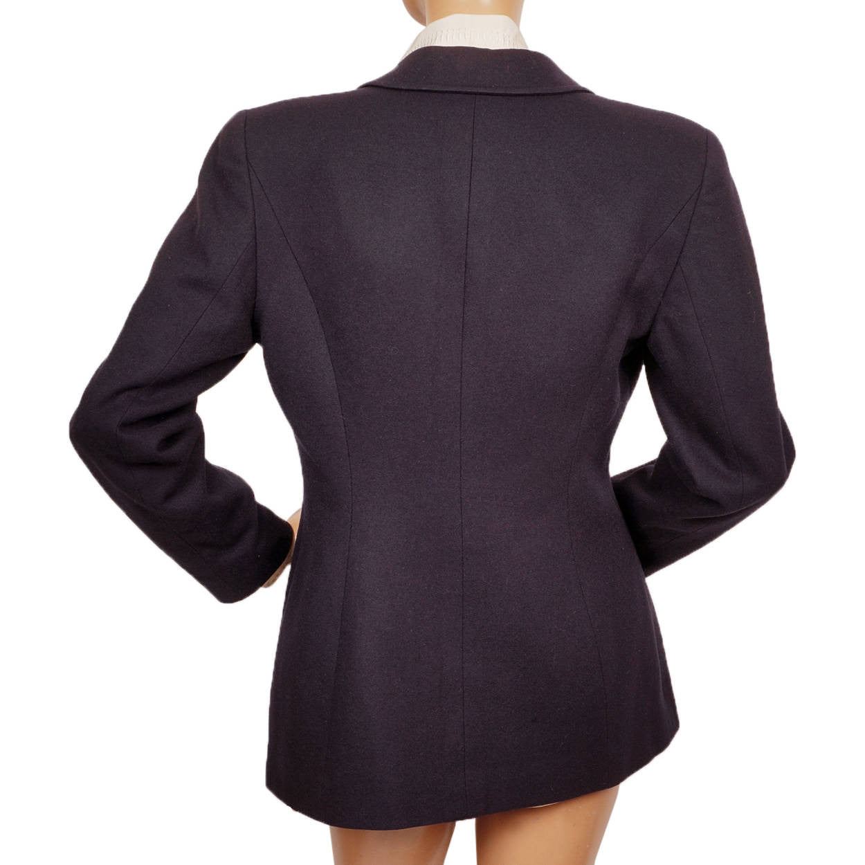 Vintage 1990s State of Claude Montana Navy Blue Wool Jacket Size 8 - Poppy's Vintage Clothing