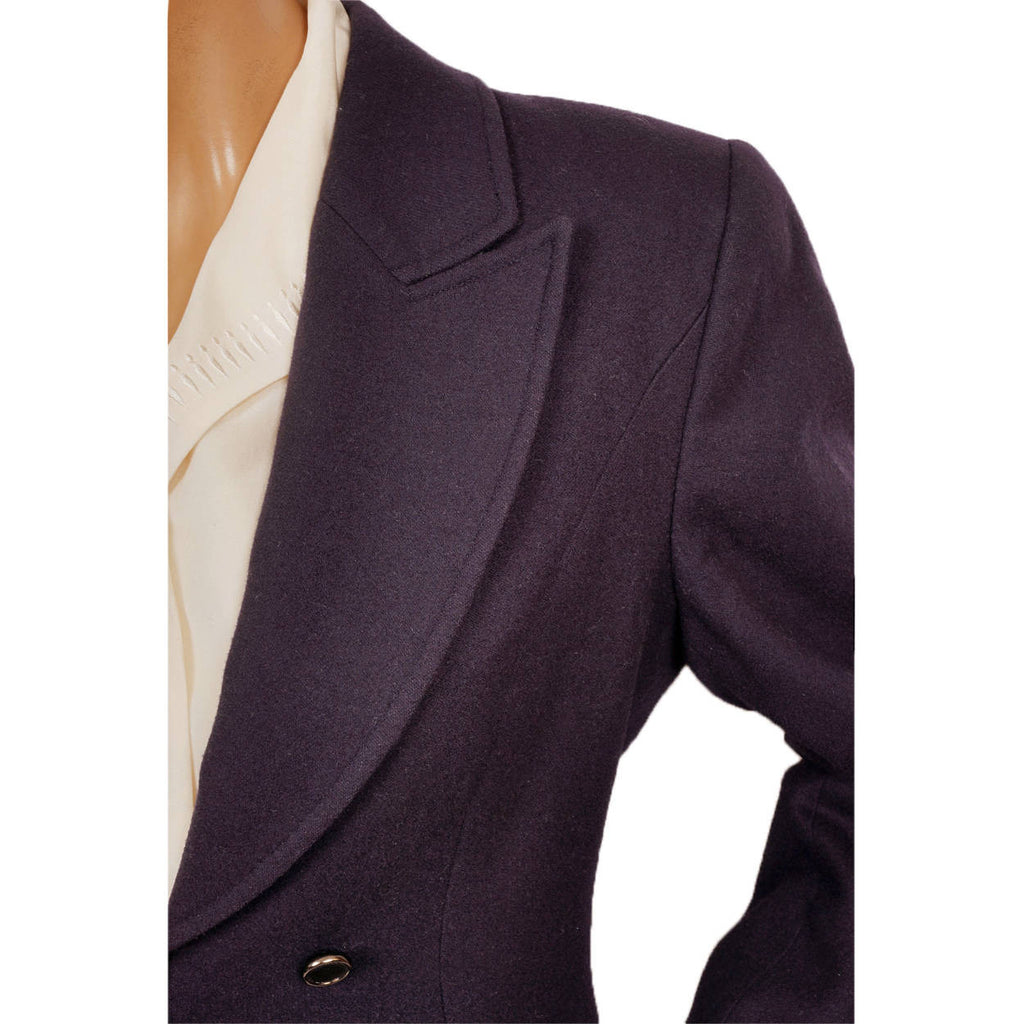 Vintage 1990s State of Claude Montana Navy Blue Wool Jacket Size 8 - Poppy's Vintage Clothing