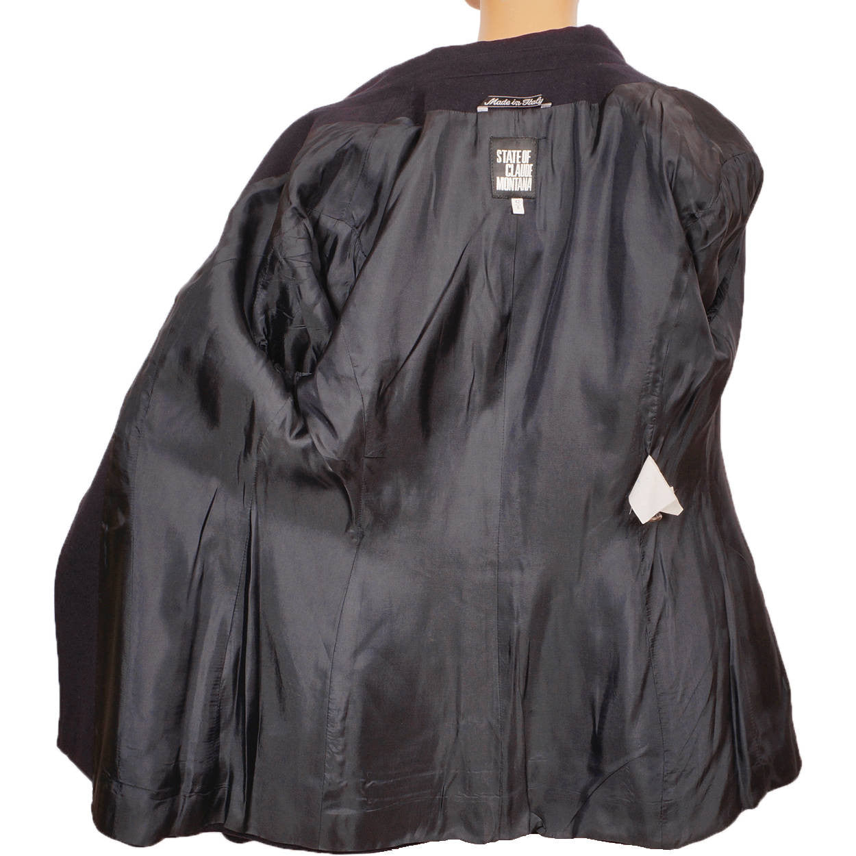 Vintage 1990s State of Claude Montana Navy Blue Wool Jacket Size 8 - Poppy's Vintage Clothing