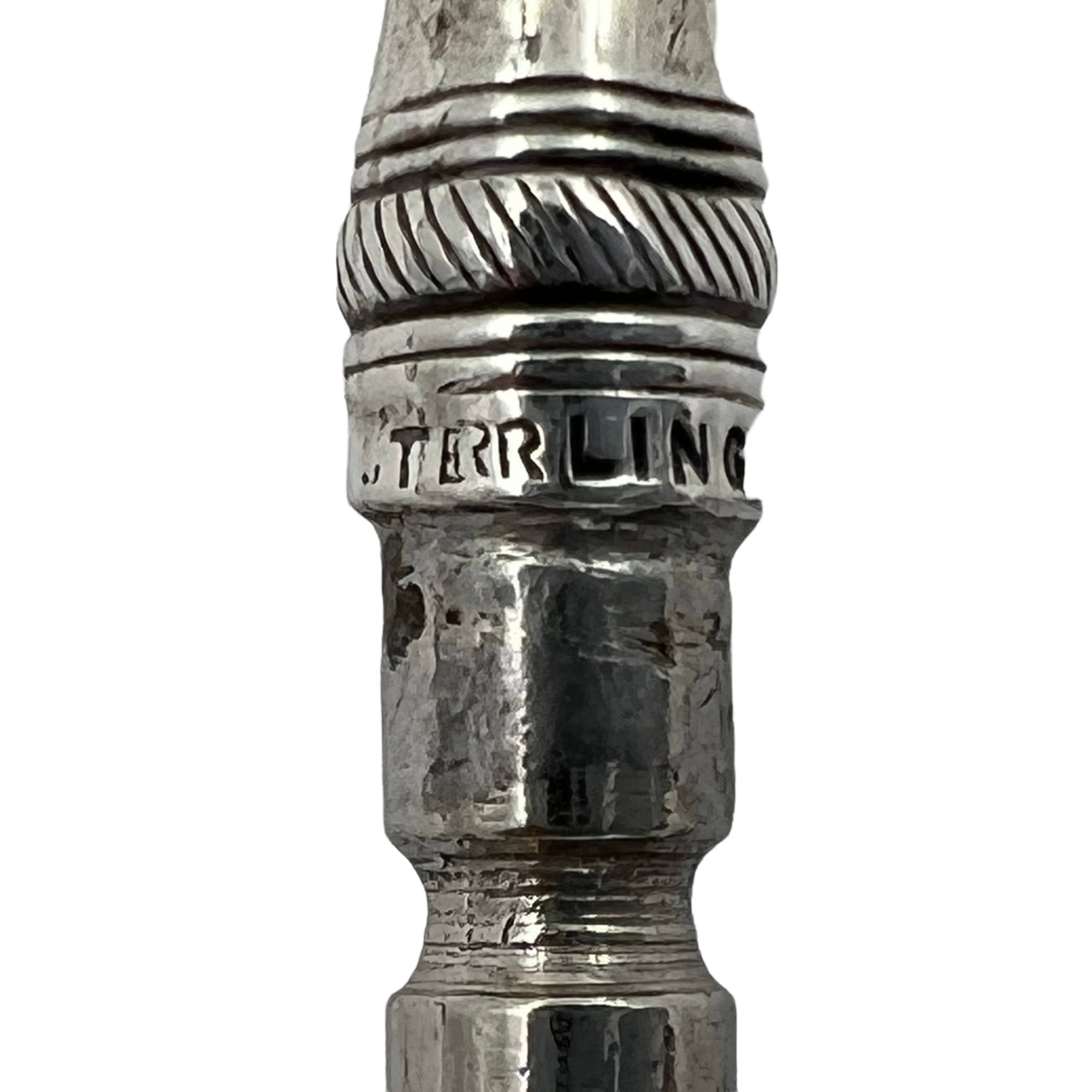 Antique American Sterling Silver Button Hook Roped Top 7” - Poppy's Vintage Clothing