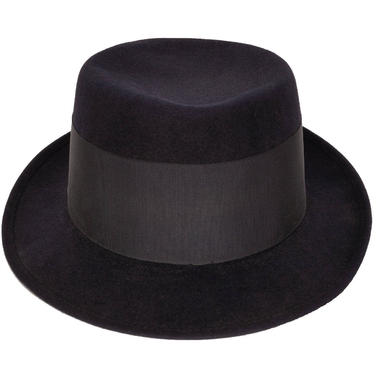 Vintage Royal Stetson Pork Pie Hat Navy Blue Flat Top Fedora Style Size 7 1/8 - Poppy's Vintage Clothing