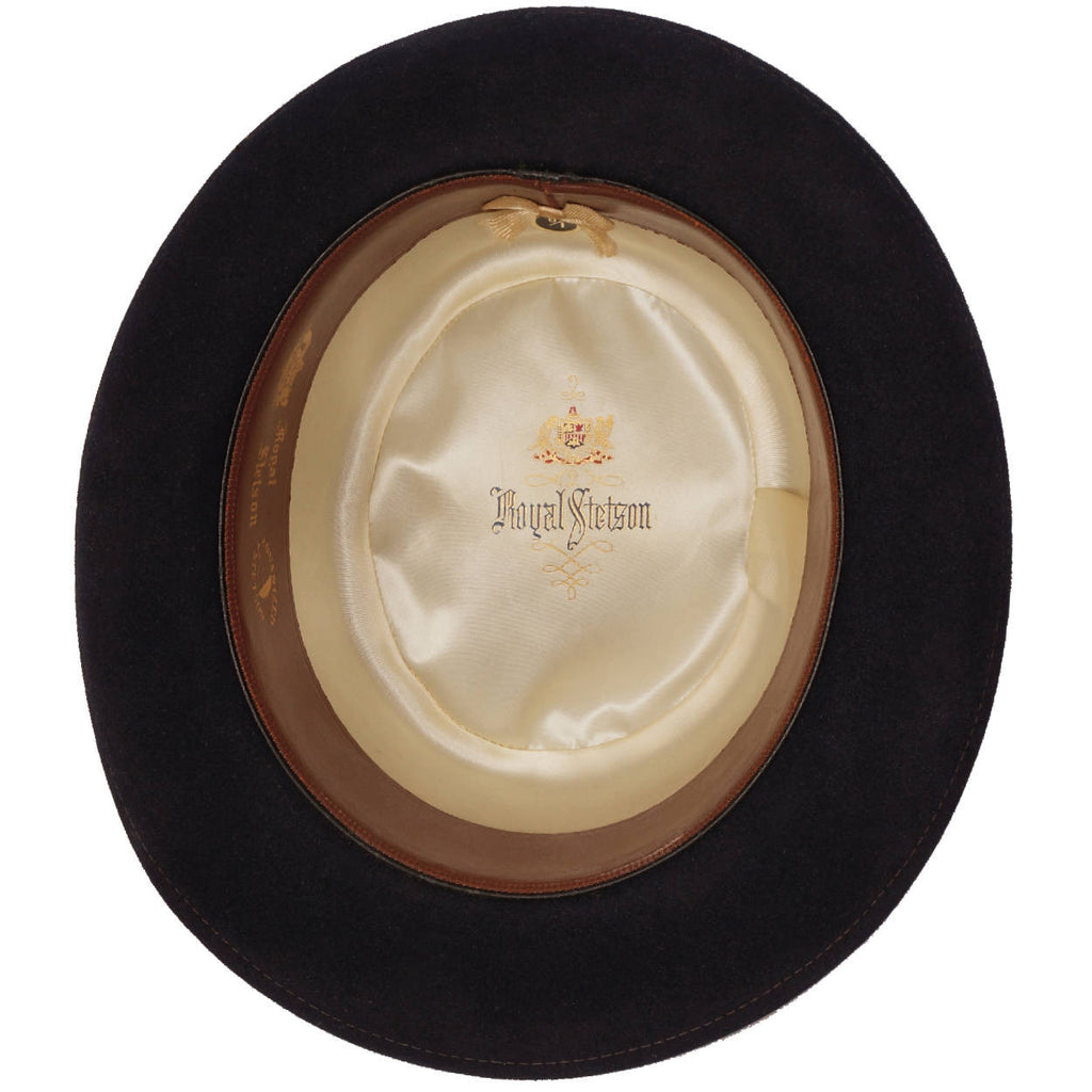 Vintage Royal Stetson Pork Pie Hat Navy Blue Flat Top Fedora Style Size 7 1/8 - Poppy's Vintage Clothing