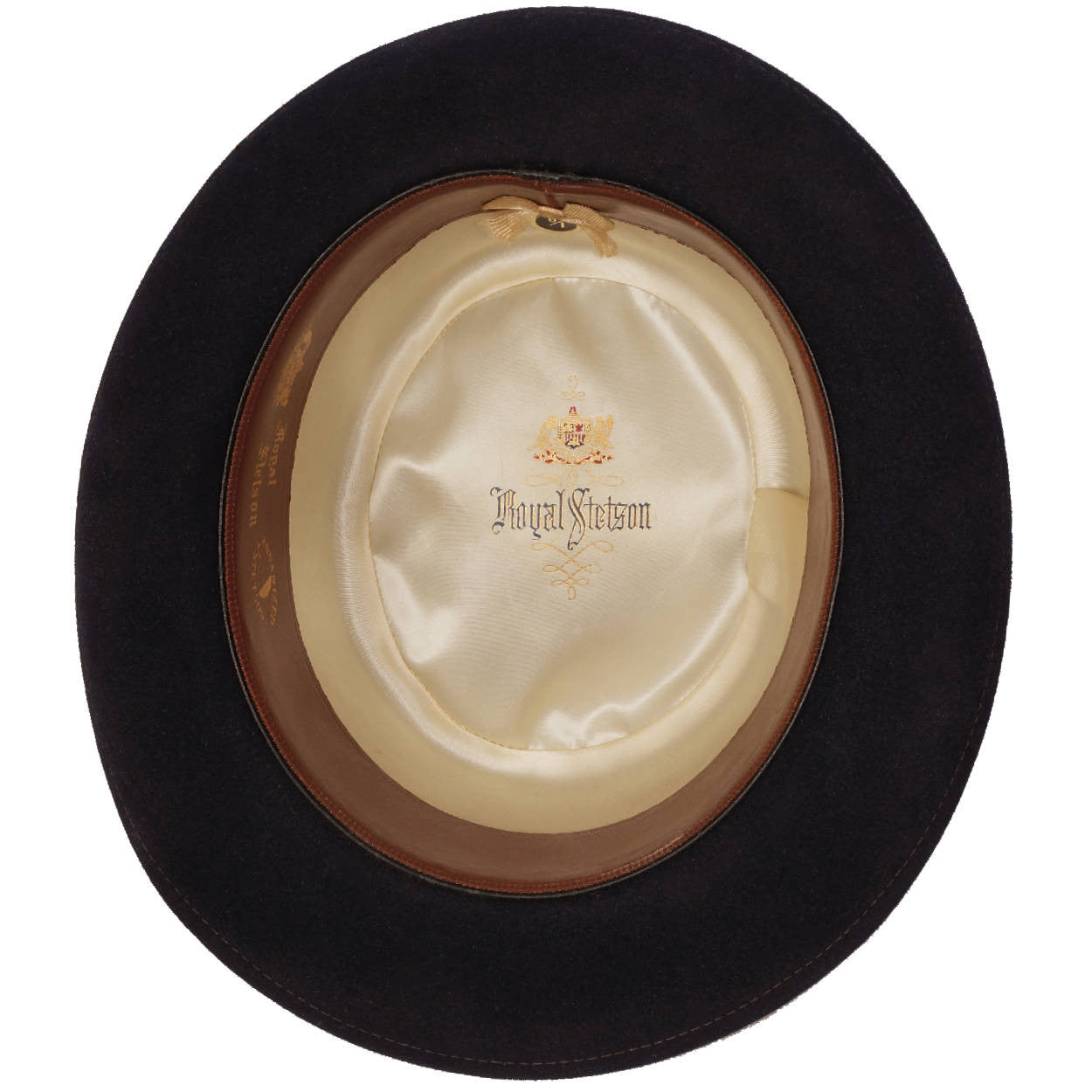 Vintage Royal Stetson Pork Pie Hat Navy Blue Flat Top Fedora Style Size 7 1/8 - Poppy's Vintage Clothing
