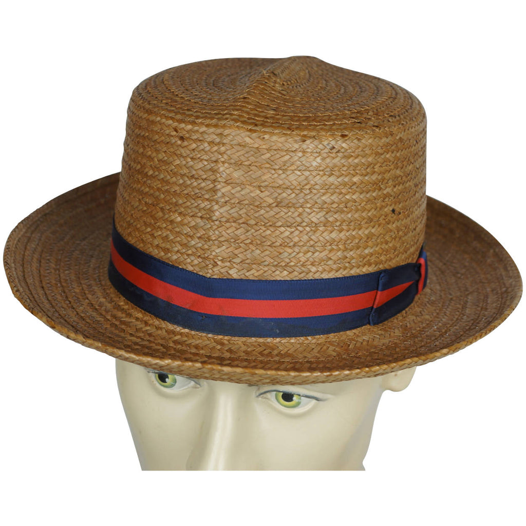 Vintage 60s Stetson Hat Straw Fedora Summer Hat Size 7 1/4 - Poppy's Vintage Clothing