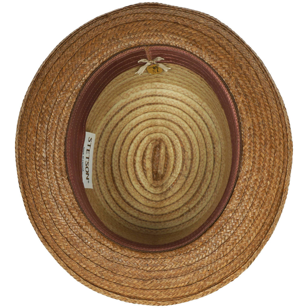 Vintage 60s Stetson Hat Straw Fedora Summer Hat Size 7 1/4 - Poppy's Vintage Clothing