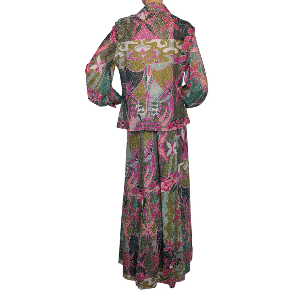 Vintage 1970s 2 Piece Ensemble Blouse &amp; Skirt Set Size L Strauss Modell Germany - Poppy's Vintage Clothing