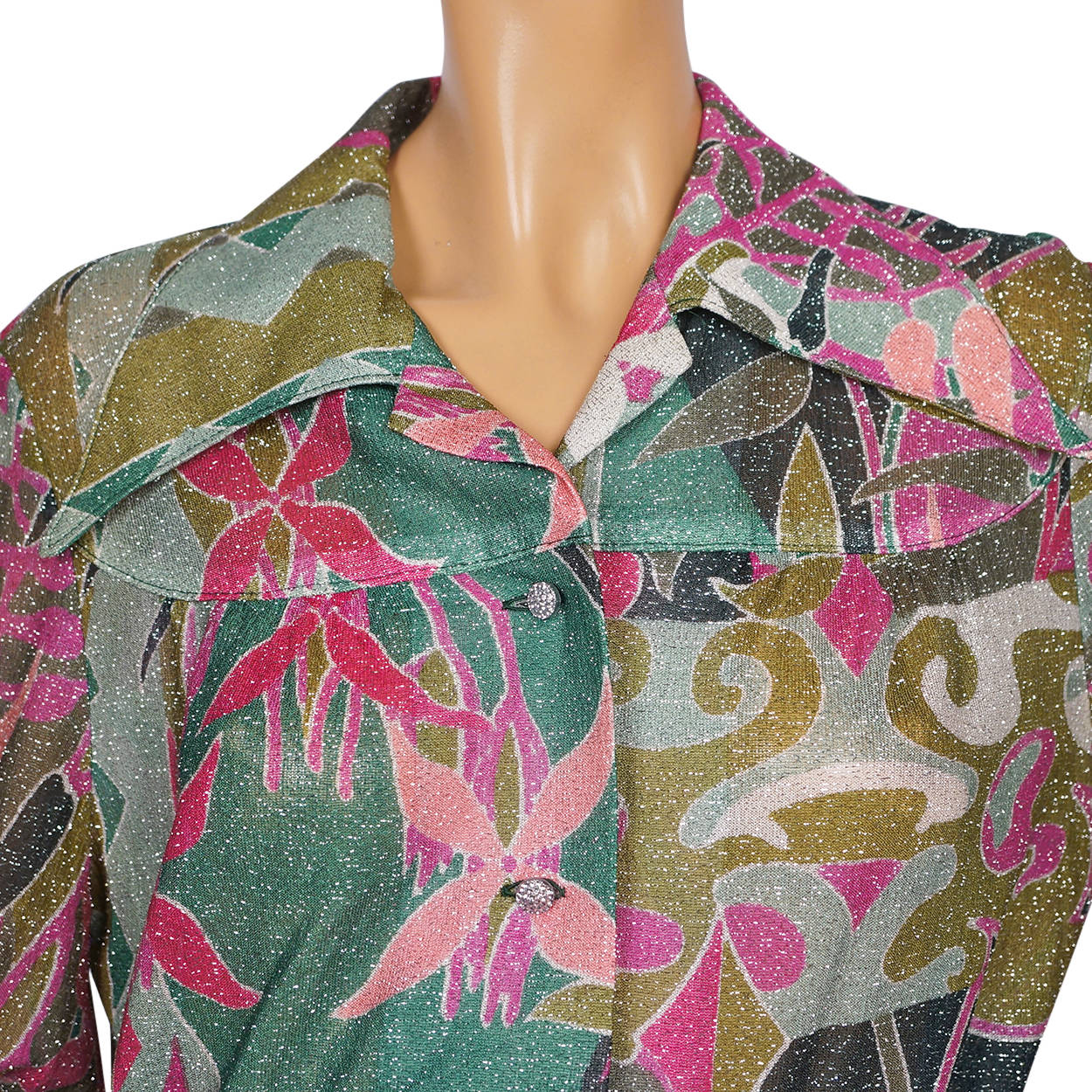 Vintage 1970s 2 Piece Ensemble Blouse &amp; Skirt Set Size L Strauss Modell Germany - Poppy's Vintage Clothing