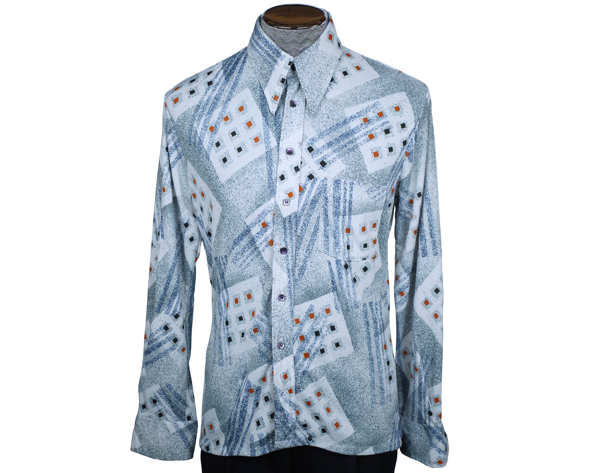 Vintage 70s Disco Shirt California Design Mens Size L - Poppy's Vintage Clothing