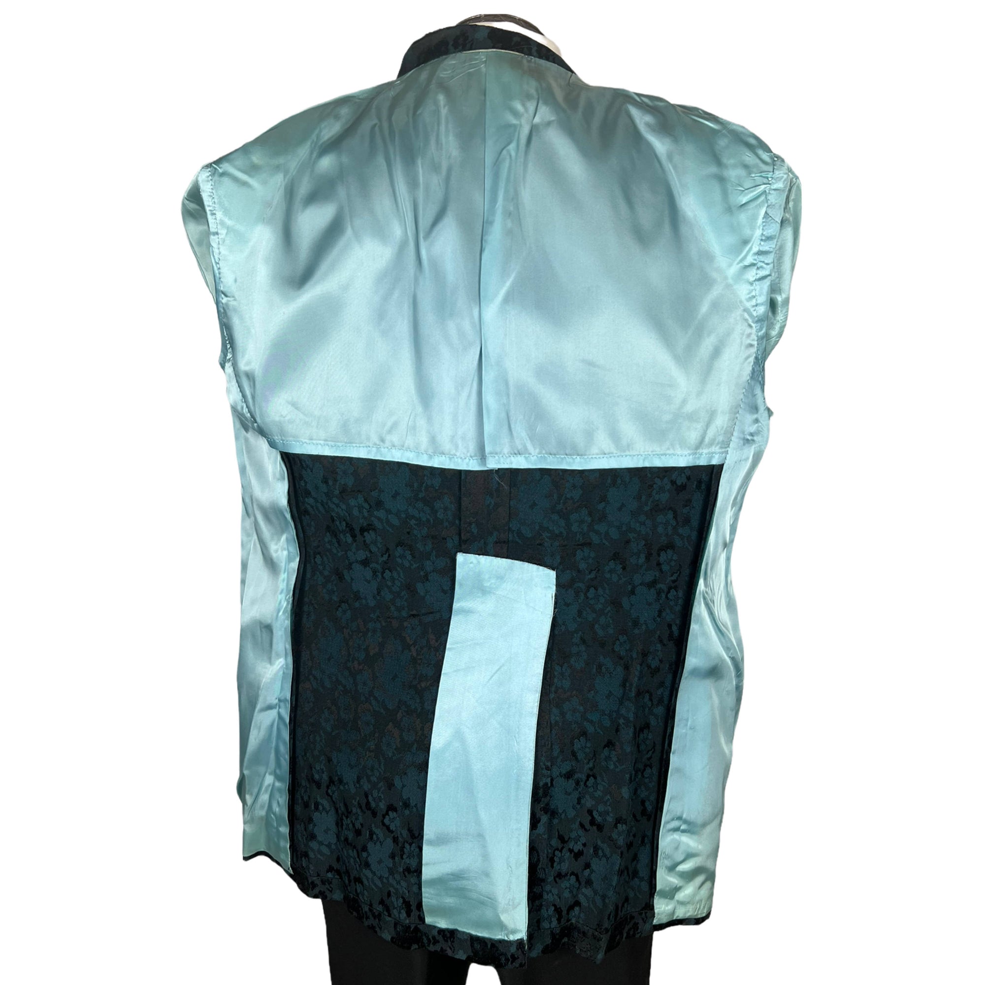 Vintage 1970s Brocade Jacket Blue & Black Formal Mens Size L