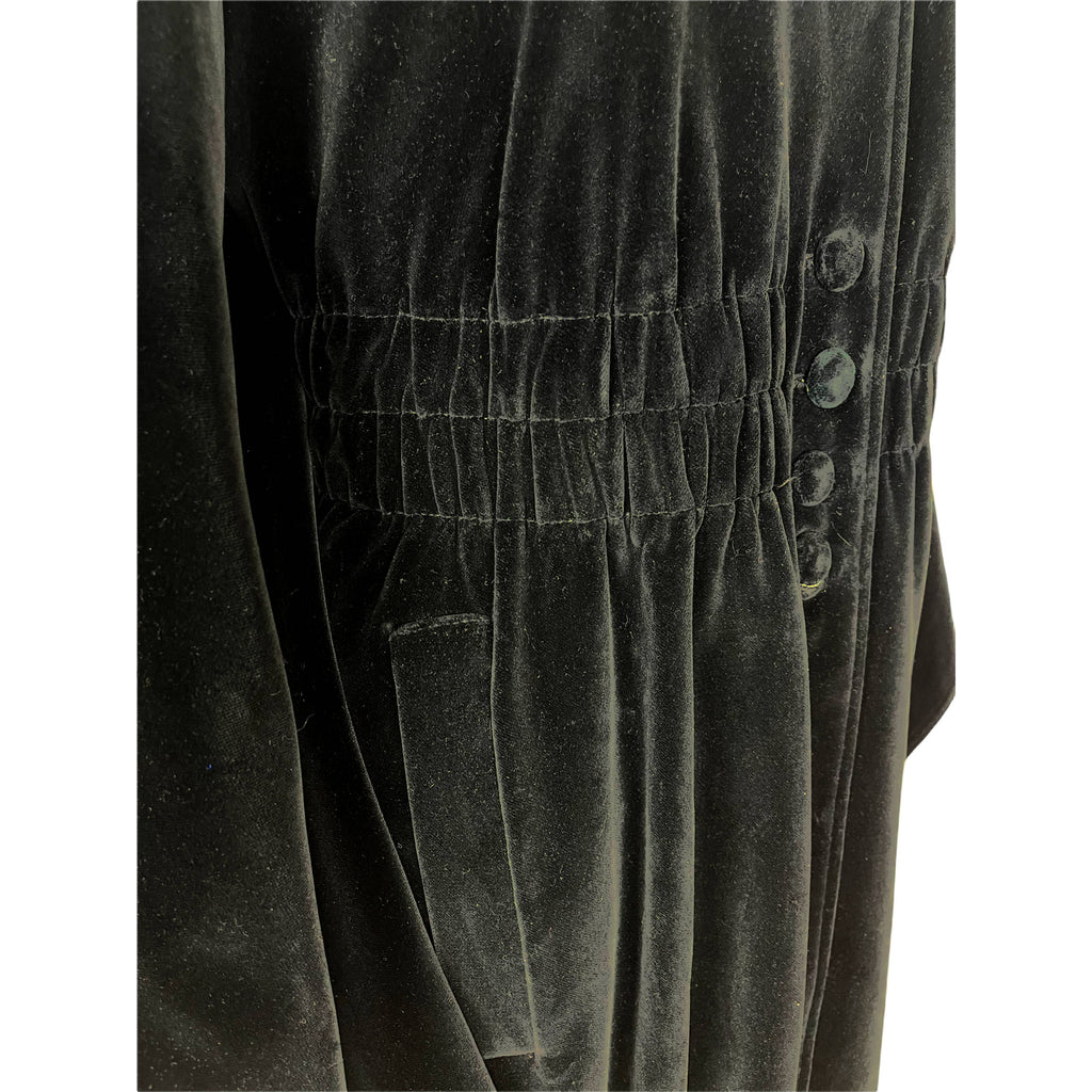 Vintage 1970s Black Velvet Cape Coat by Surrey Classics S M