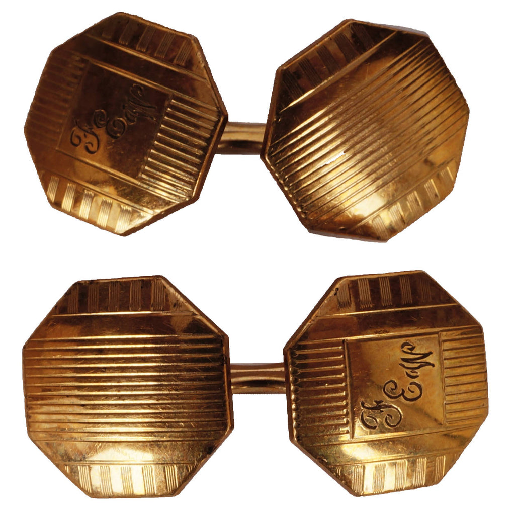 Vintage Swank Gold Filled Cufflinks Chain Link Monogrammed FEW - Poppy's Vintage Clothing