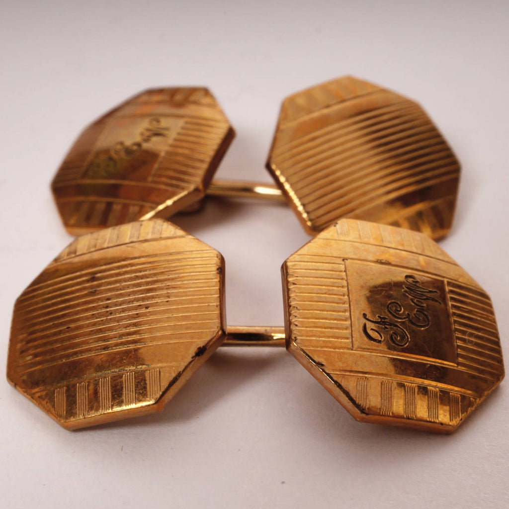 Vintage Swank Gold Filled Cufflinks Chain Link Monogrammed FEW - Poppy's Vintage Clothing