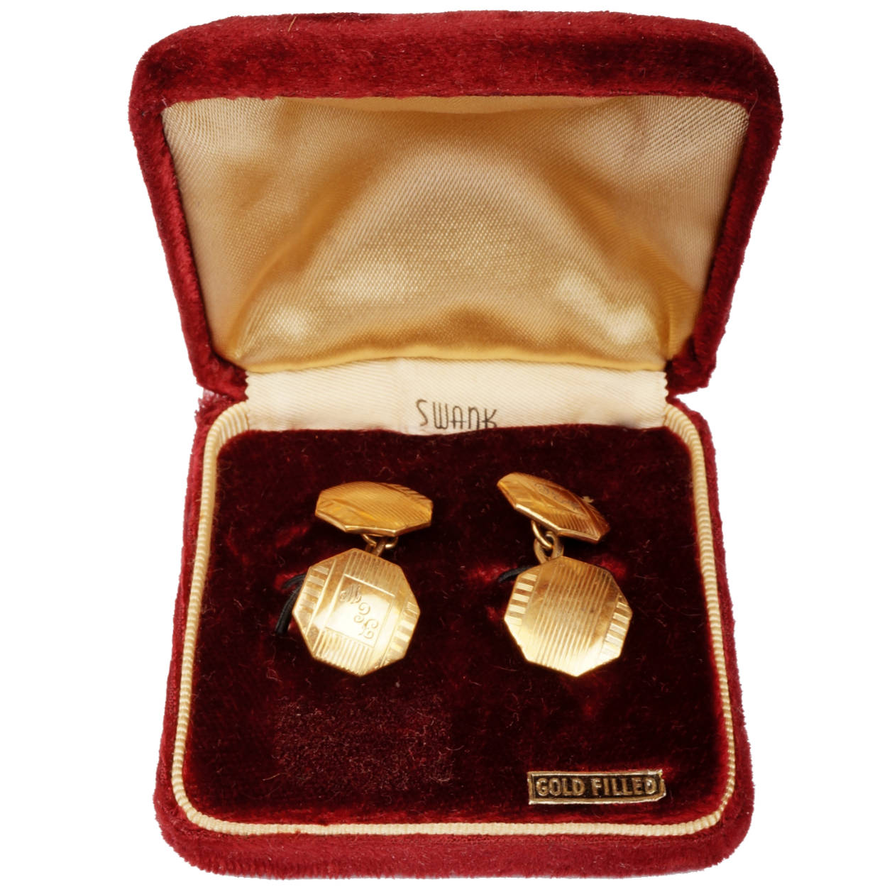 Vintage Swank Gold Filled Cufflinks Chain Link Monogrammed FEW - Poppy's Vintage Clothing