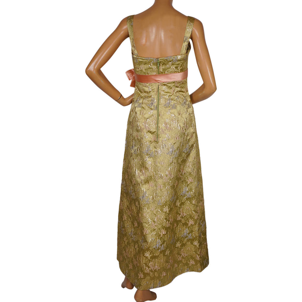 Vintage 1960s Evening Gown Gold Lame Brocade Switzerland Long Dress Size 10 M Vintage 1960s Evening Gown Gold Lame Brocade Switzerland Long Dress Size 10 M