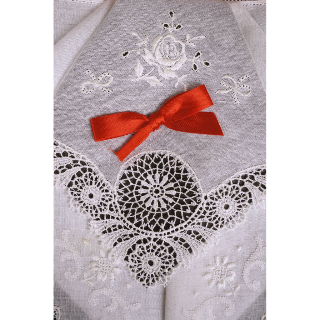 Vintage Swiss Cotton Lace Handkerchief Wedding Hankie Unused in Box Switzerland - Poppy's Vintage Clothing