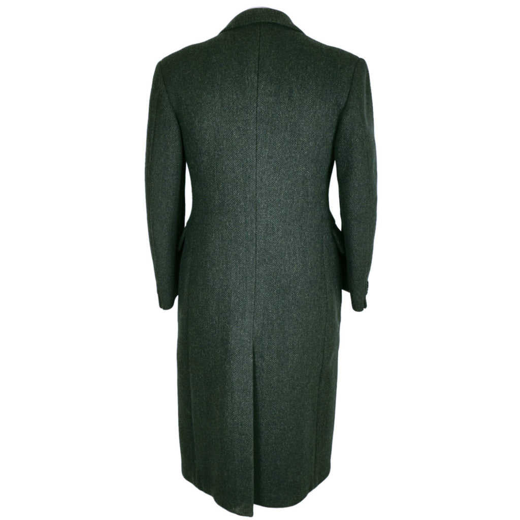 Vintage 1940s Mens Overcoat Green Wool Herringbone Tweed Coat T Eaton Co Size 38 - Poppy's Vintage Clothing
