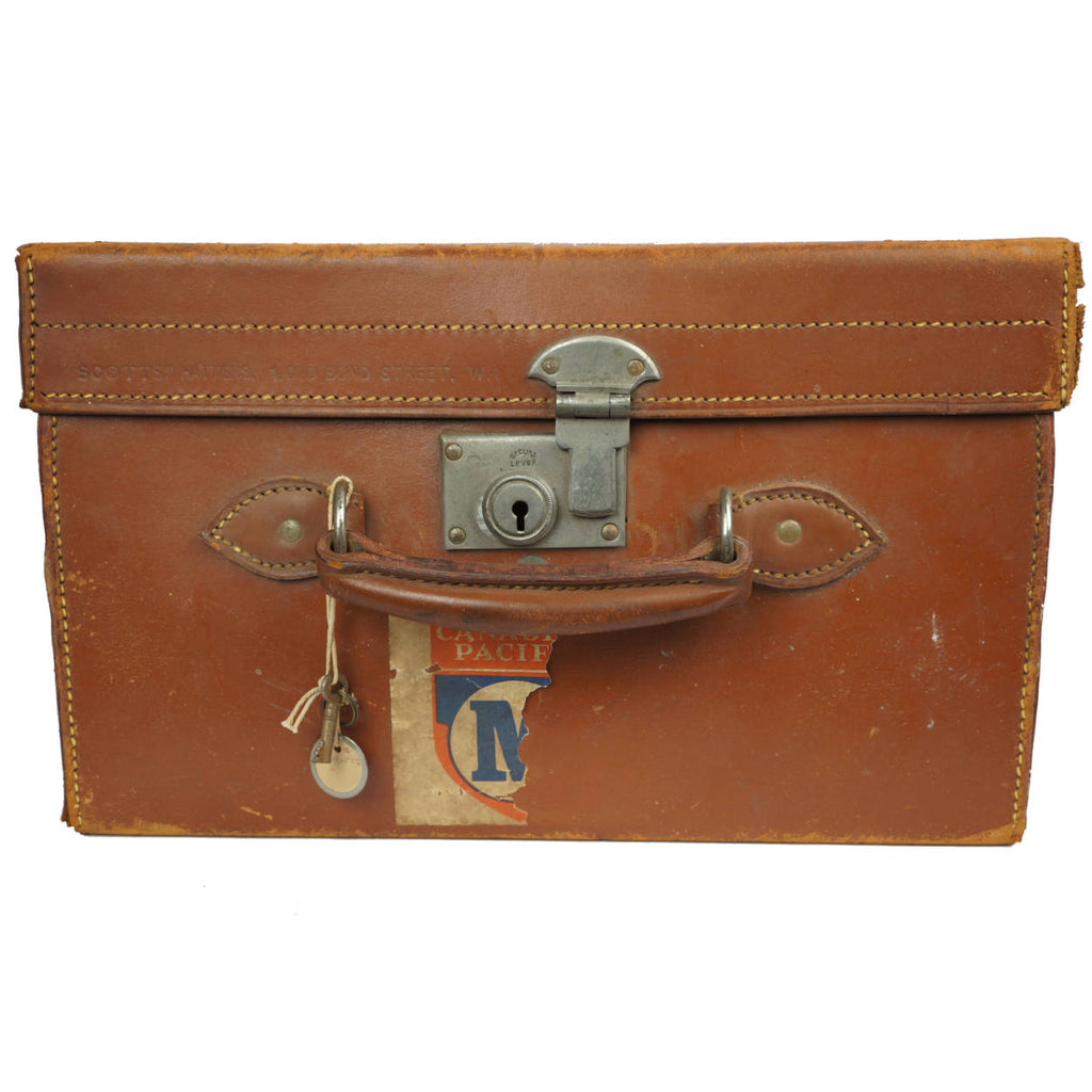 Vintage 1920s Top Hat Leather Travel Case Scotts London Luggage with Provenance - Poppy's Vintage Clothing