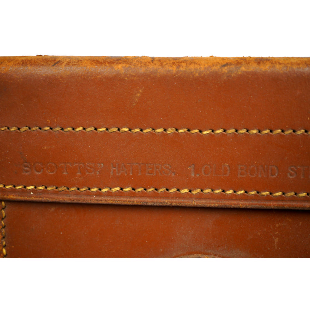 Vintage 1920s Top Hat Leather Travel Case Scotts London Luggage with Provenance - Poppy's Vintage Clothing