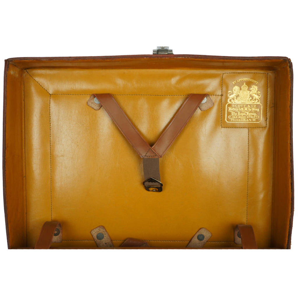 Vintage 1920s Top Hat Leather Travel Case Scotts London Luggage with Provenance - Poppy's Vintage Clothing