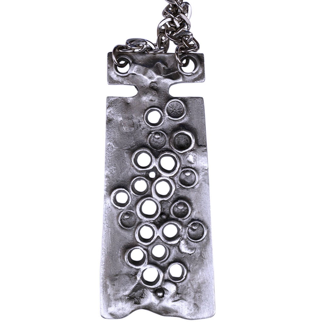 Modernist Swedish Pewter Pendant Necklace TYR Sweden Birger Wicksell AB - Poppy's Vintage Clothing