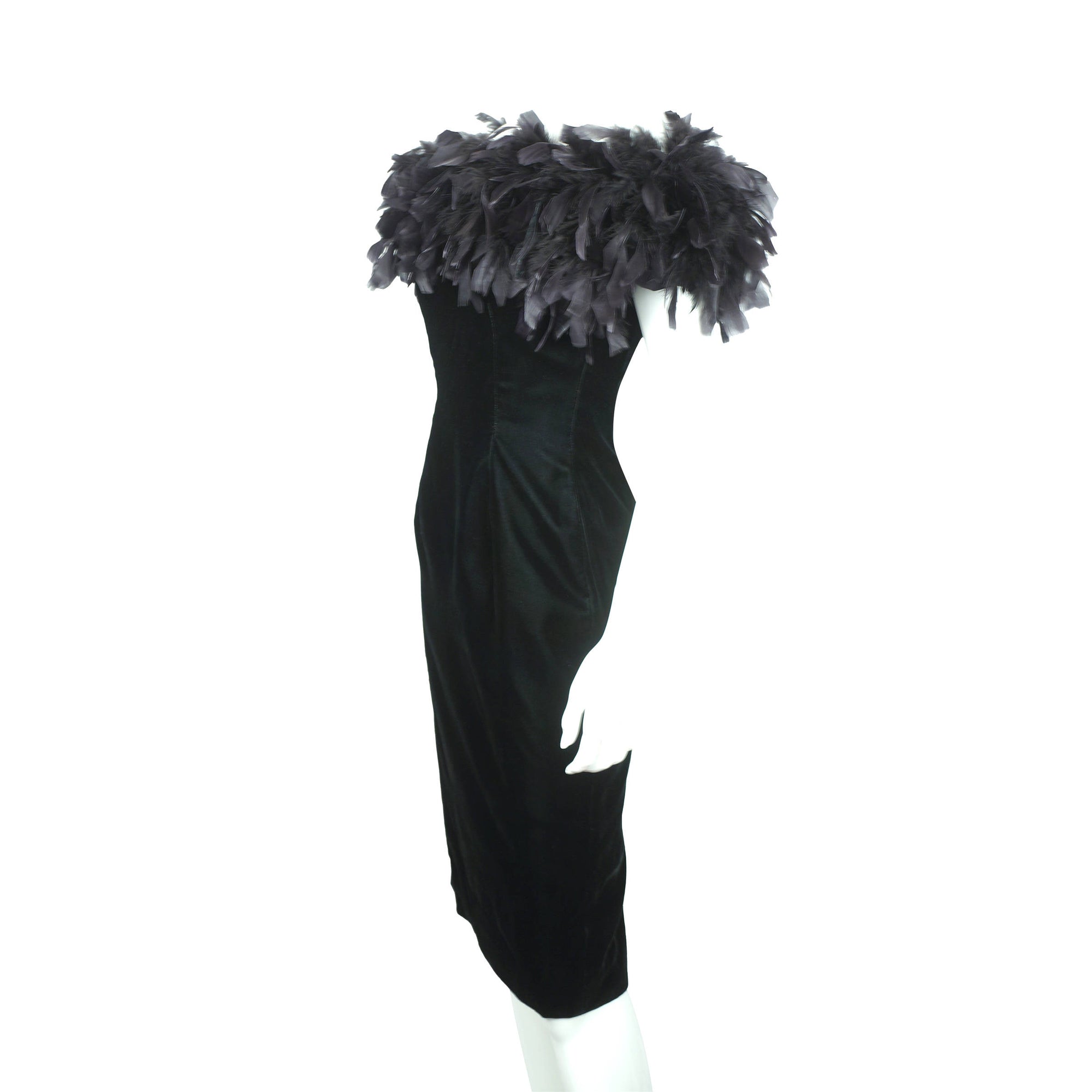 Vintage 80s Party Dress with Feathers by Tadashi Shoji