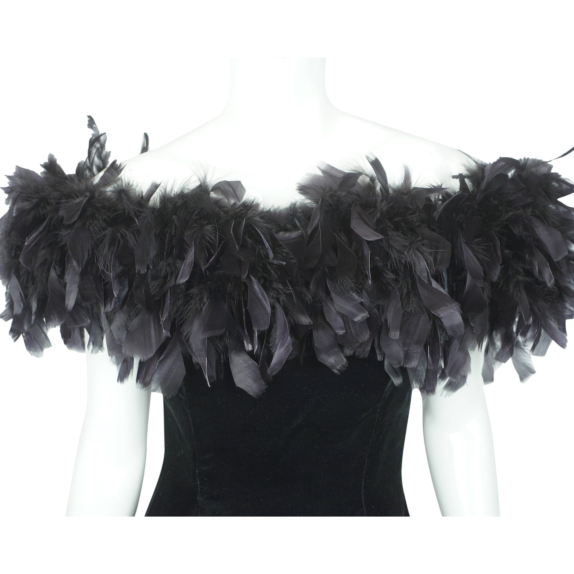 Vintage 80s Party Dress with Feathers by Tadashi Shoji