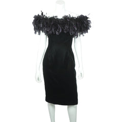 Vintage 80s Party Dress with Feathers by Tadashi Shoji