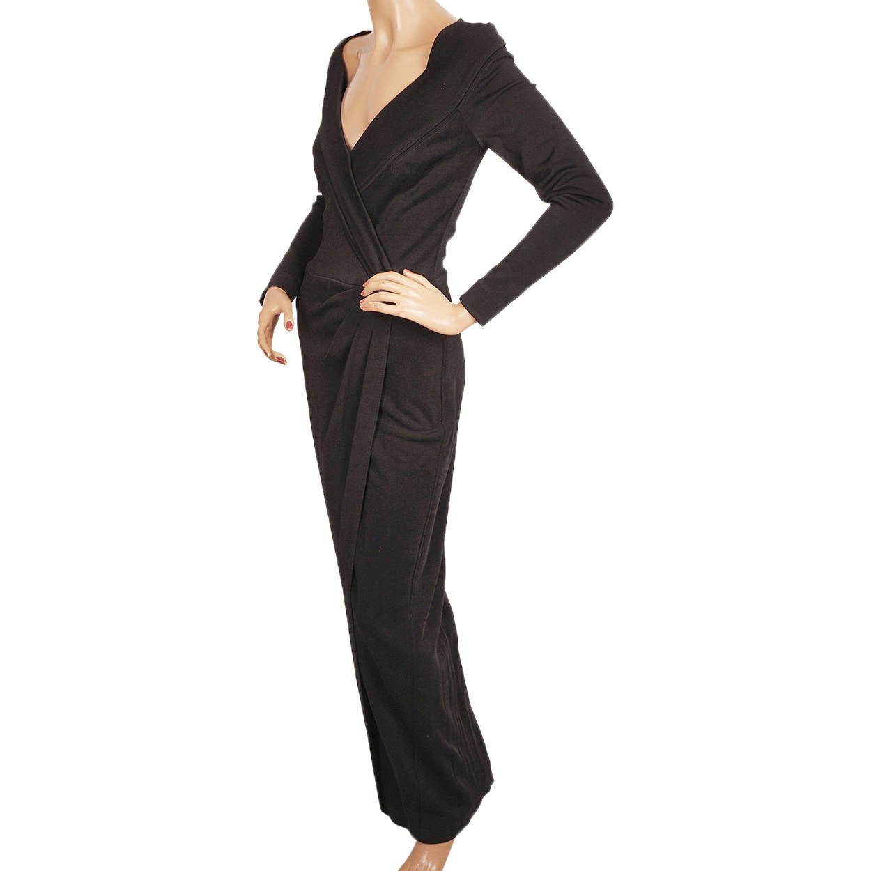 Vintage Tadashi Shoji Bodycon Sheath Evening Gown 1980s Black Jersey Dress Small - Poppy's Vintage Clothing