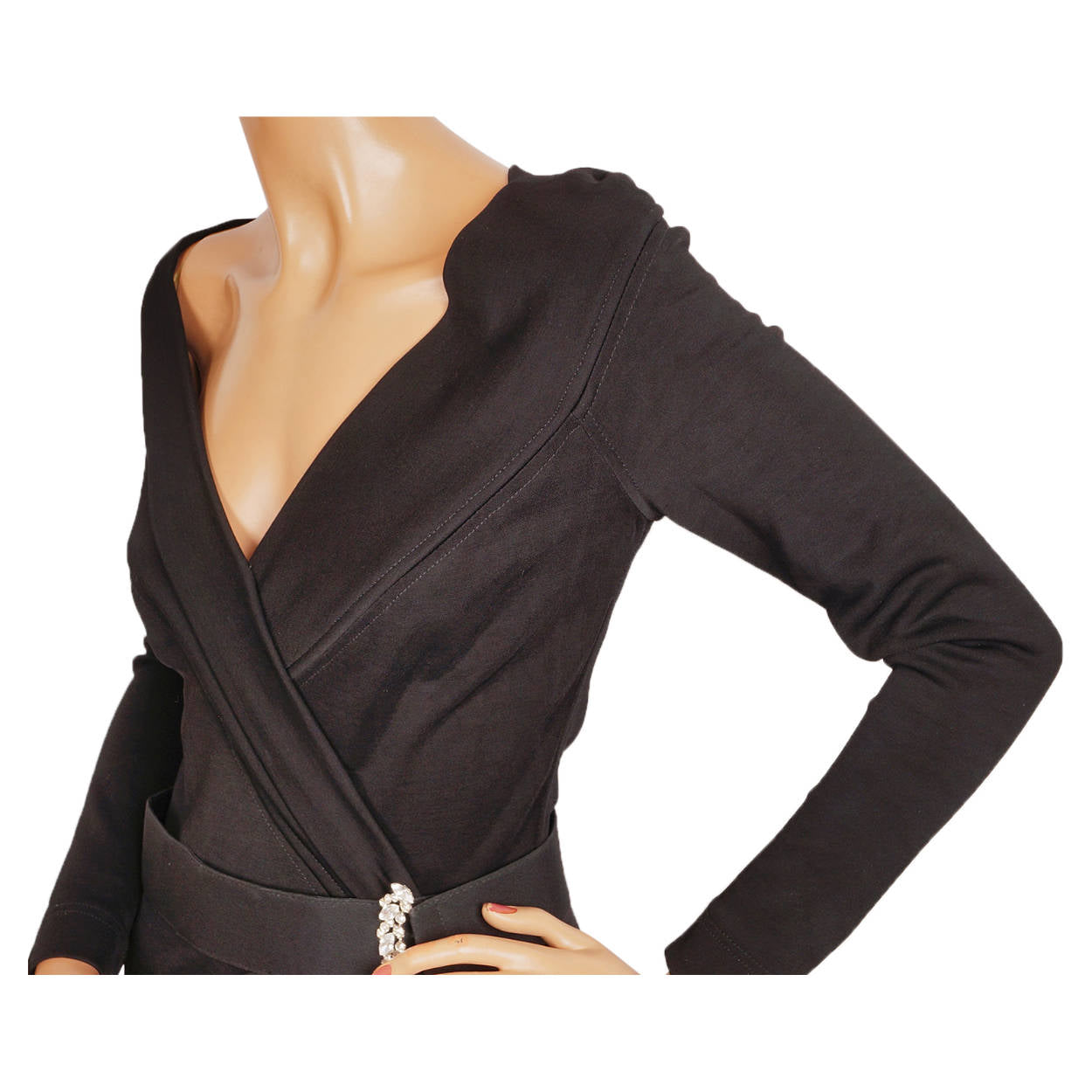 Vintage Tadashi Shoji Bodycon Sheath Evening Gown 1980s Black Jersey Dress Small - Poppy's Vintage Clothing