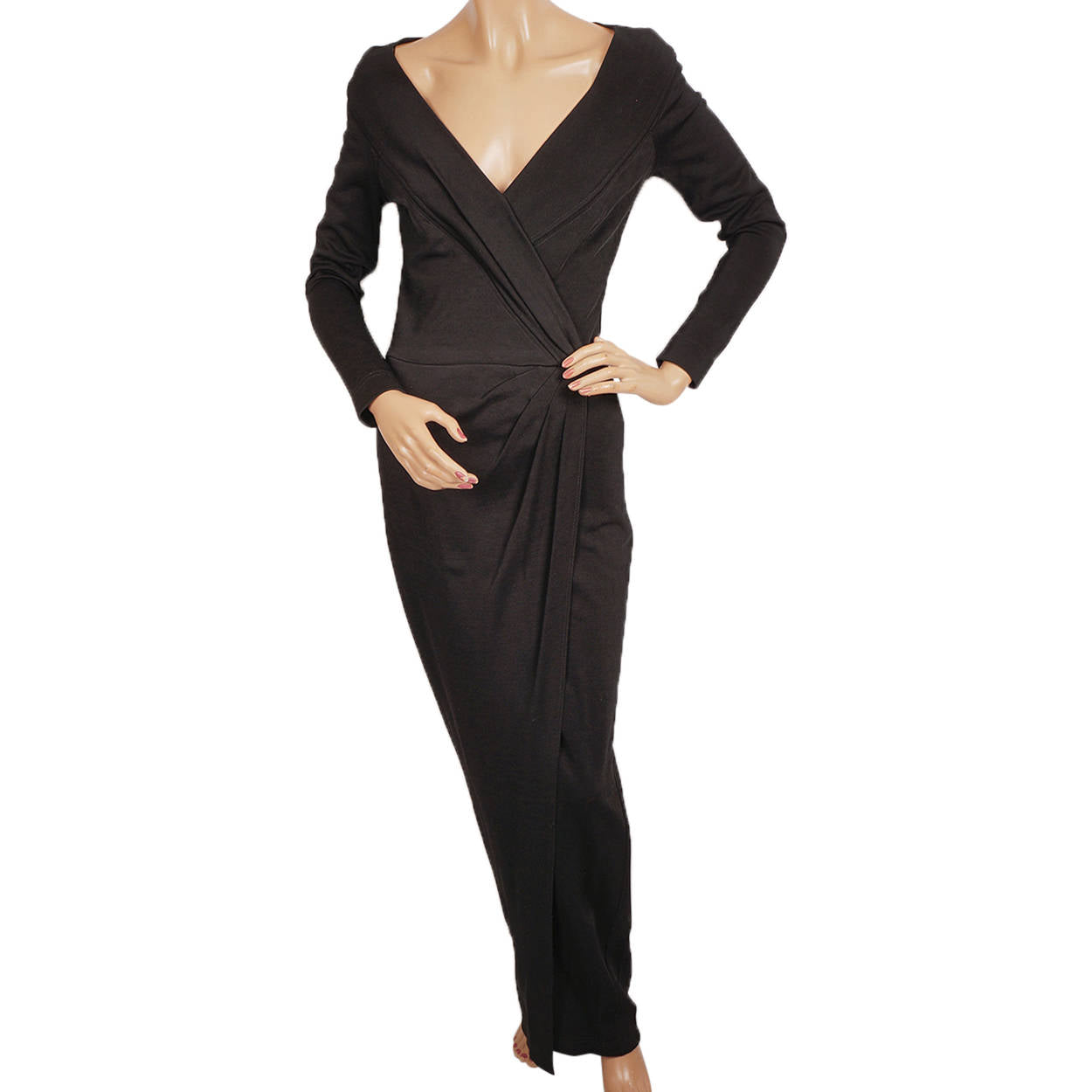 Vintage Tadashi Shoji Bodycon Sheath Evening Gown 1980s Black Jersey Dress Small - Poppy's Vintage Clothing