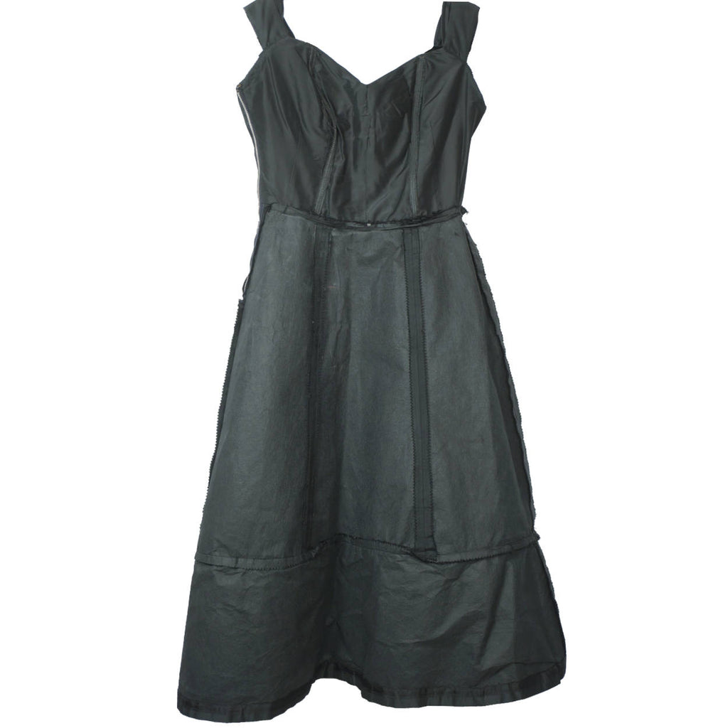 Vintage 1950s Black Silk Taffeta Ball Gown Dress w Bubble Balloon Skirt Size M - Poppy's Vintage Clothing